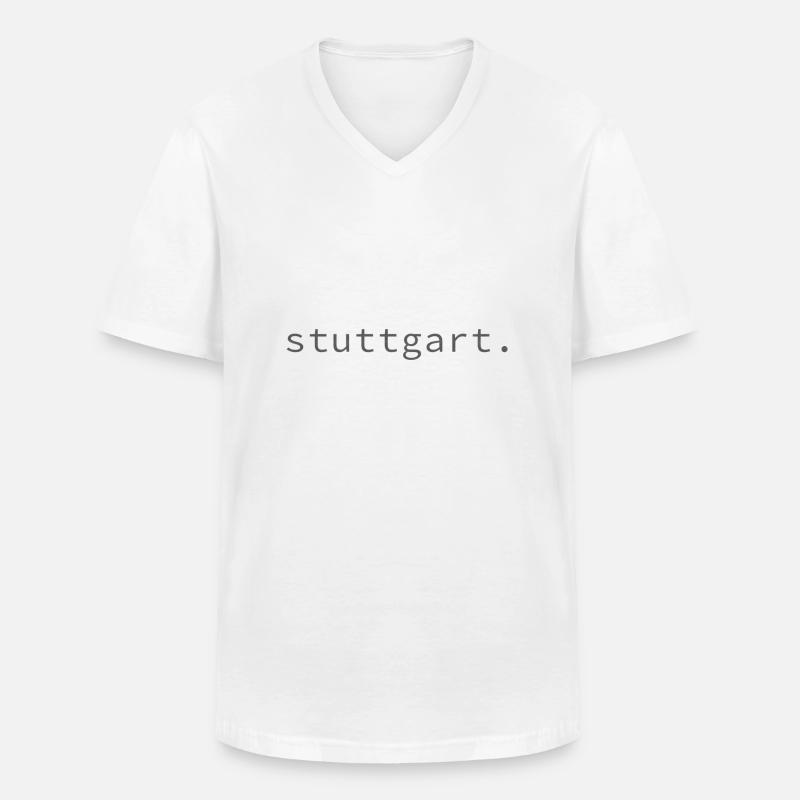 stuttgart. - Männer-T-Shirt mit V-Ausschnitt - Weiß
