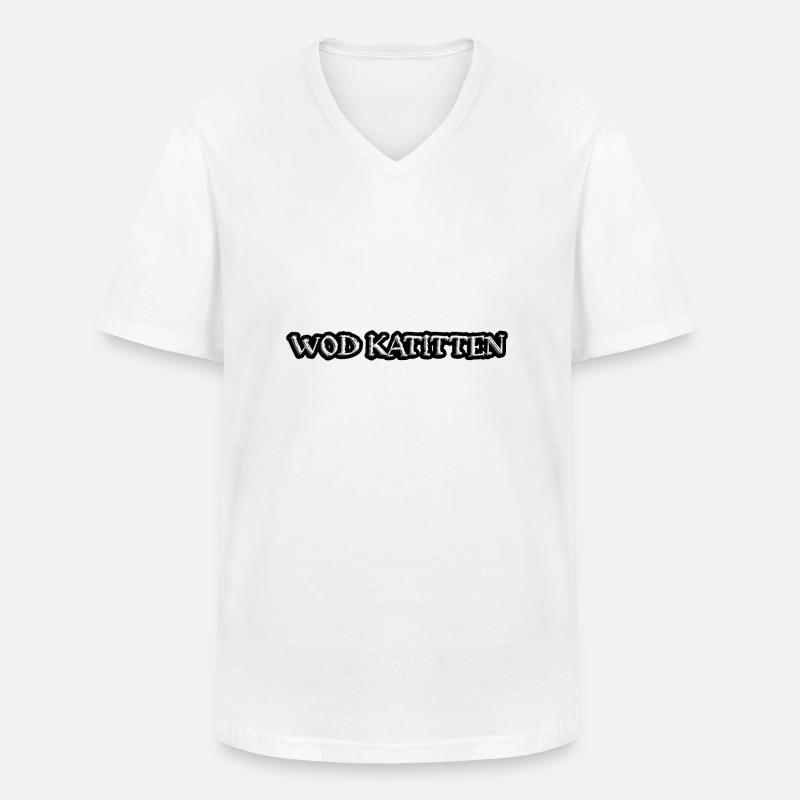 Wod Katitten - Männer-T-Shirt mit V-Ausschnitt - Weiß