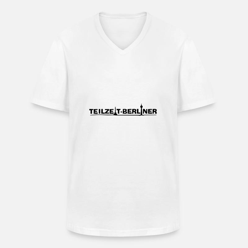 Teilzeit-Berliner - Männer-T-Shirt mit V-Ausschnitt - Weiß