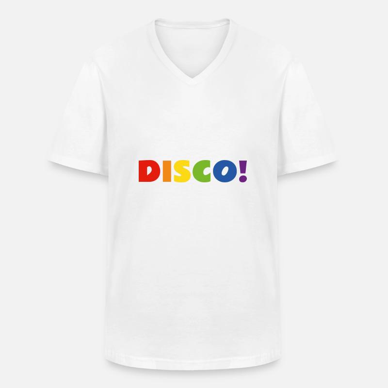 DISCO Regenbogen Text - Männer-T-Shirt mit V-Ausschnitt - Weiß