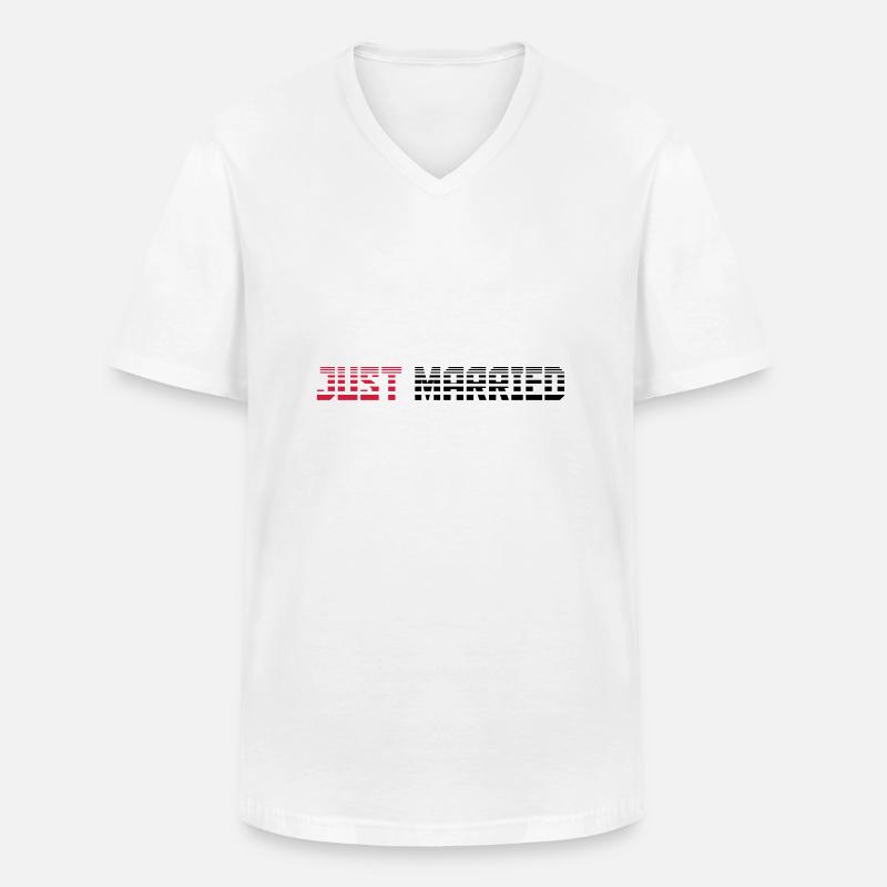 Just Married Text Logo Design - Männer-T-Shirt mit V-Ausschnitt - Weiß