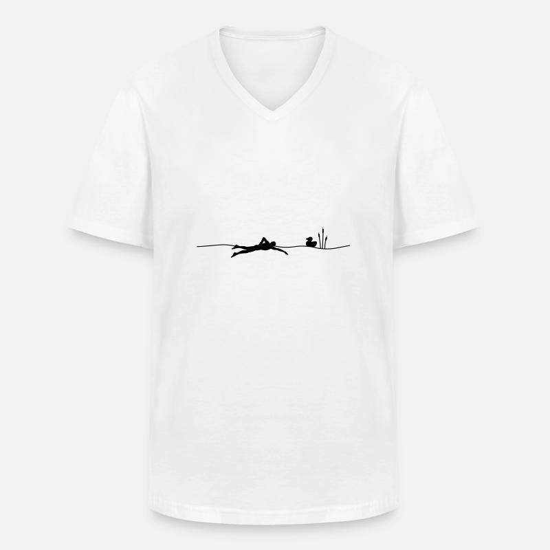 Freiwasserschwimmer - Männer-T-Shirt mit V-Ausschnitt - Weiß