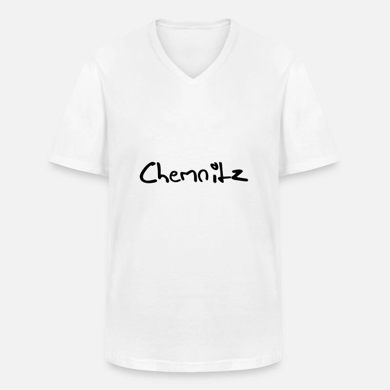 chemnitz - Männer-T-Shirt mit V-Ausschnitt - Weiß