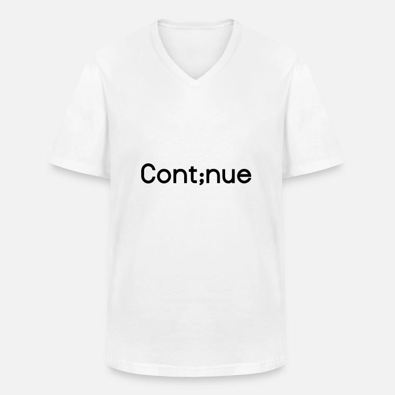 Continue - Depression Semikolon Farbwechsel - Männer-T-Shirt mit V-Ausschnitt - Weiß