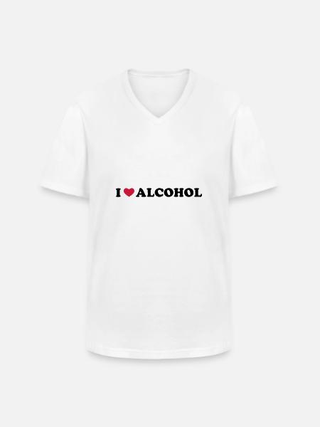 I Love Alcohol - Männer-T-Shirt mit V-Ausschnitt - Weiß