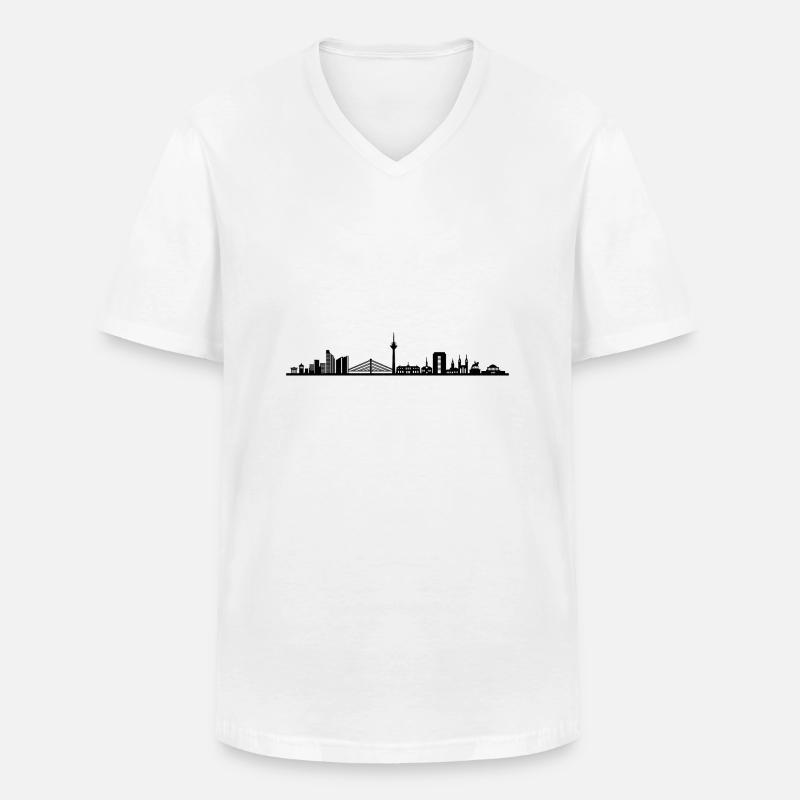 Skyline - Düsseldorf - Männer-T-Shirt mit V-Ausschnitt - Weiß