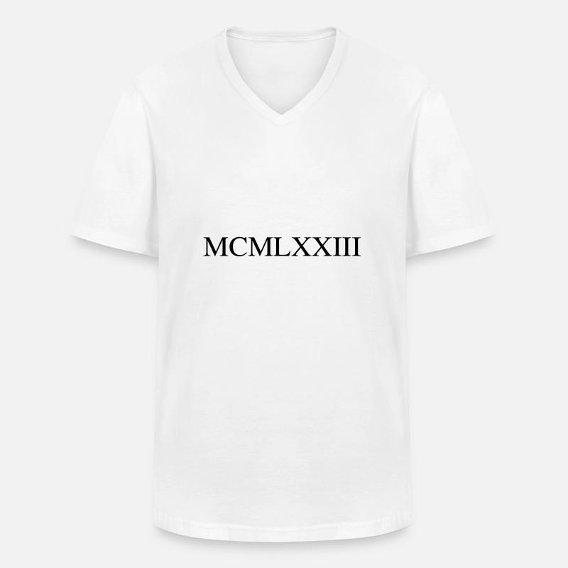 1973 - Männer-T-Shirt mit V-Ausschnitt - Weiß