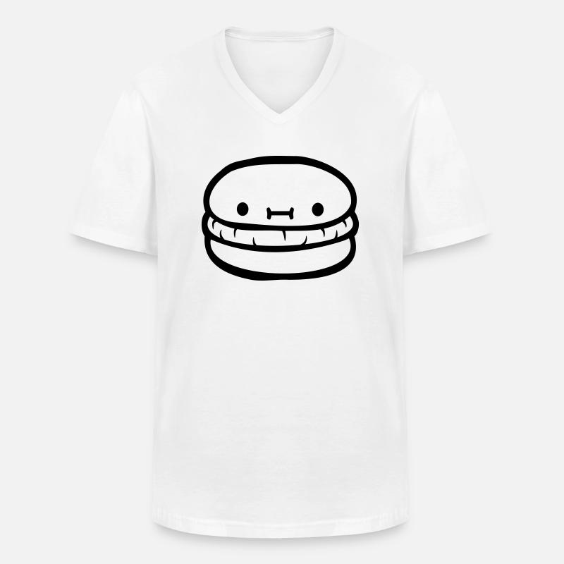 Burger cute face - Men's V-Neck T-Shirt - white