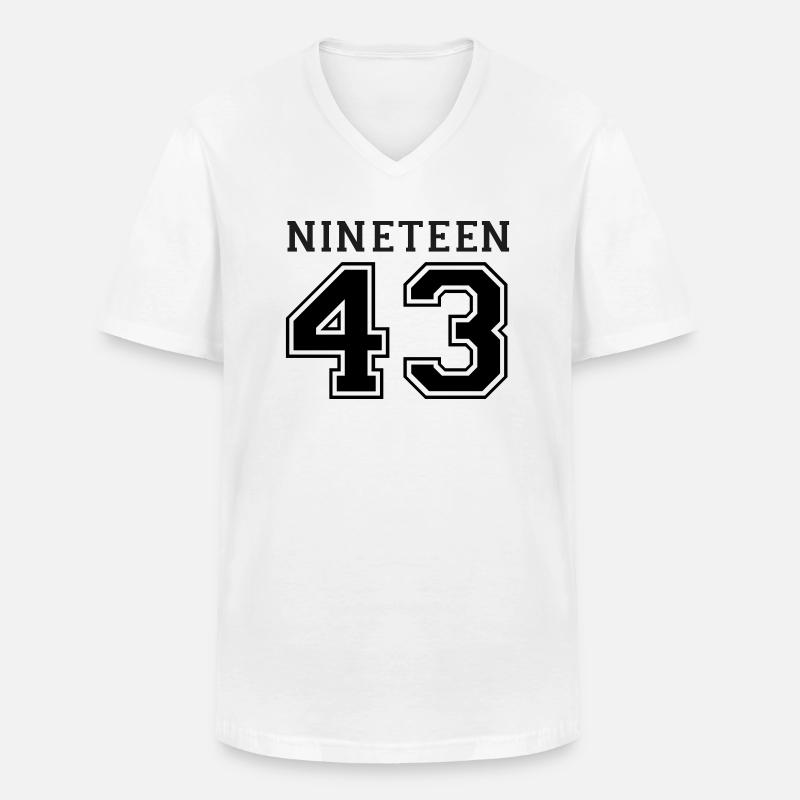 1943 - Männer-T-Shirt mit V-Ausschnitt - Weiß