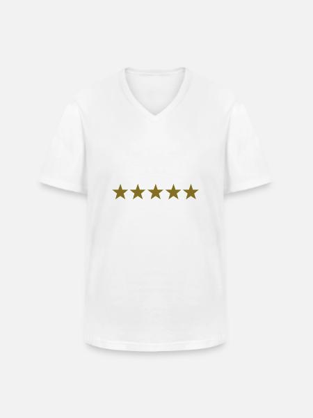 stars - T-shirt col V Homme - blanc
