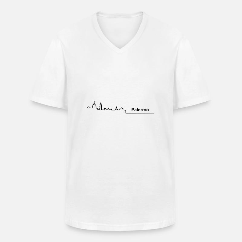 palermo skyline - Männer-T-Shirt mit V-Ausschnitt - Weiß
