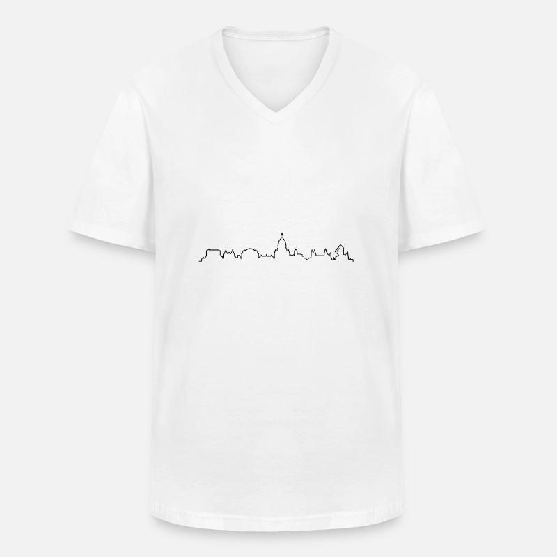 Skyline Mainz - Männer-T-Shirt mit V-Ausschnitt - Weiß