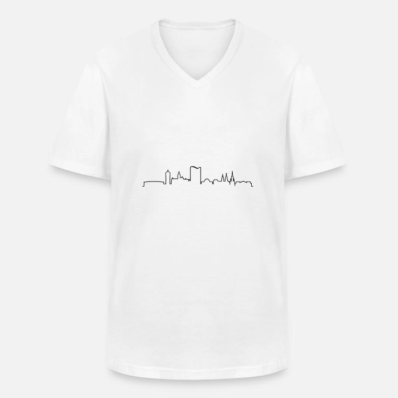 Skyline Chemnitz Linie - Männer-T-Shirt mit V-Ausschnitt - Weiß
