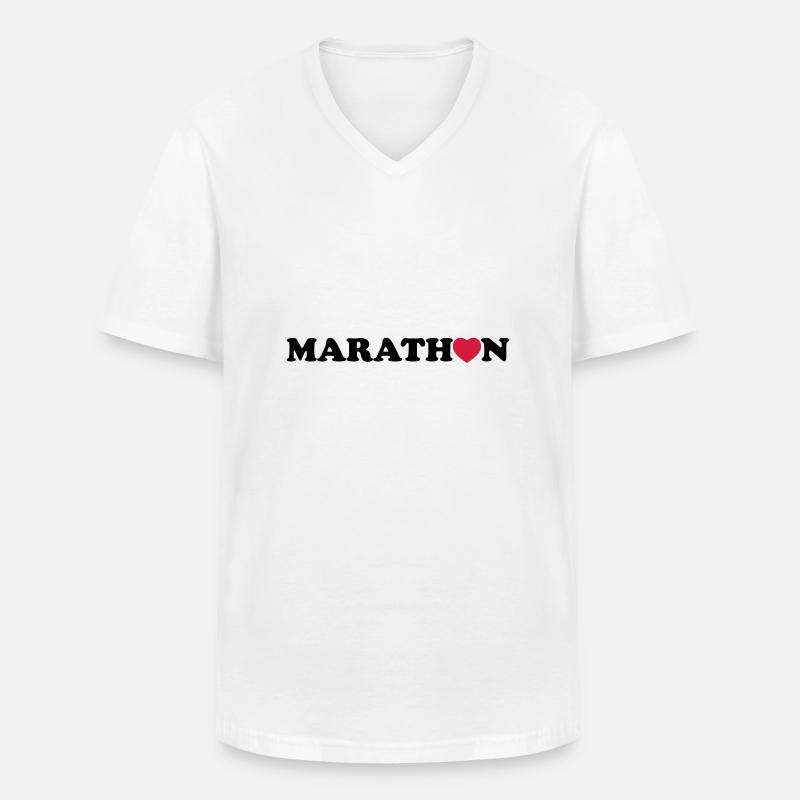 marathon - Männer-T-Shirt mit V-Ausschnitt - Weiß