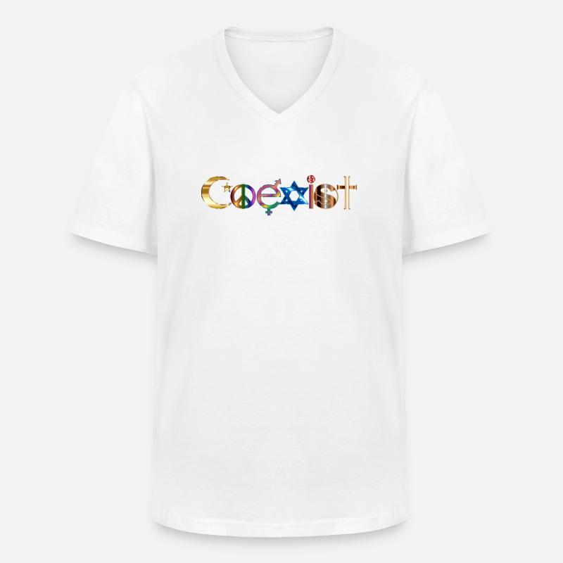 Koexistenz gemeinsam - Männer-T-Shirt mit V-Ausschnitt - Weiß