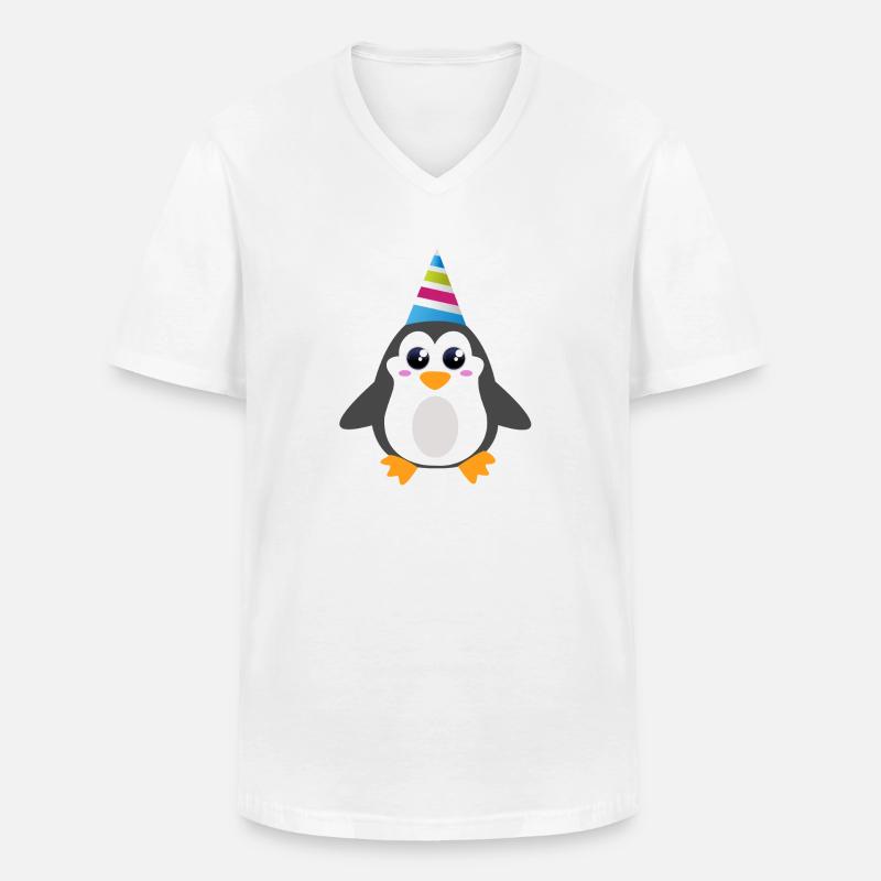 Pinguin - Männer-T-Shirt mit V-Ausschnitt - Weiß