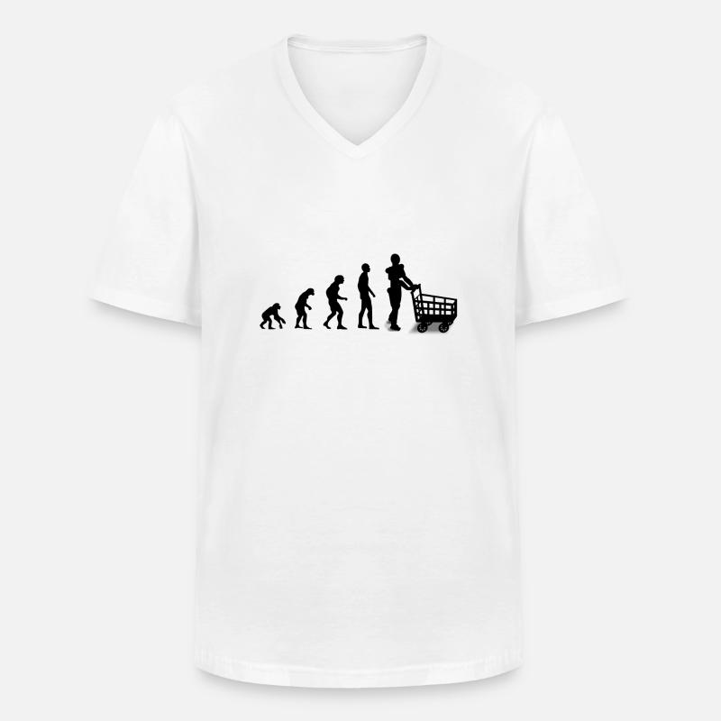 Evolution - Männer-T-Shirt mit V-Ausschnitt - Weiß