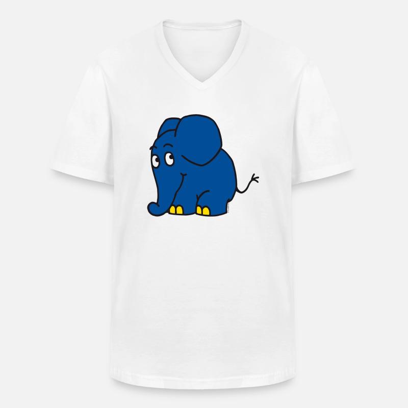 Der Elefant - stehend - Männer-T-Shirt mit V-Ausschnitt - Weiß