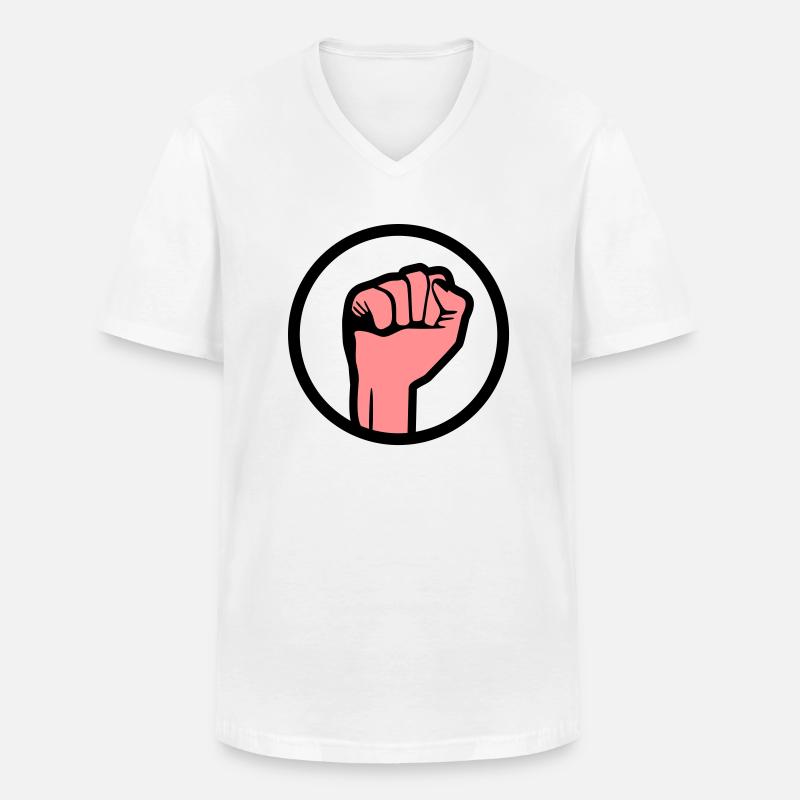 Faust, Demonstration, Protest - Männer-T-Shirt mit V-Ausschnitt - Weiß