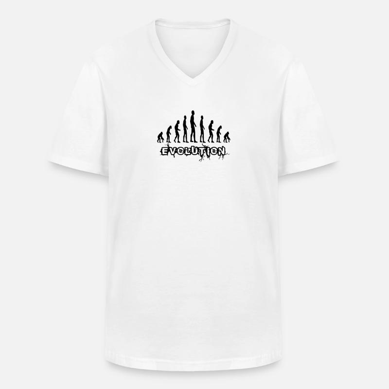 Evolution - Männer-T-Shirt mit V-Ausschnitt - Weiß