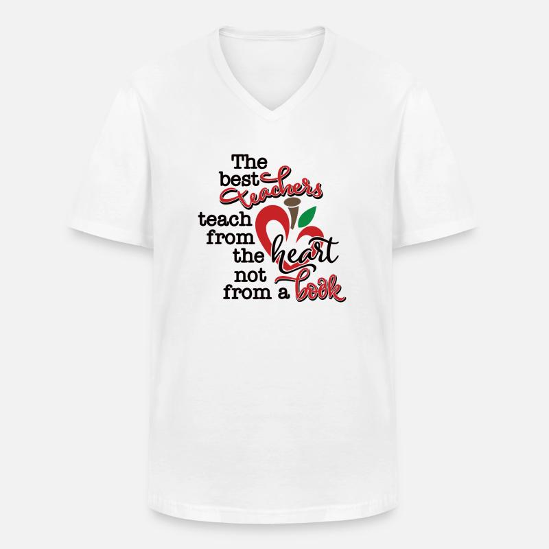 Lehrer mit Herz - Männer-T-Shirt mit V-Ausschnitt - Weiß