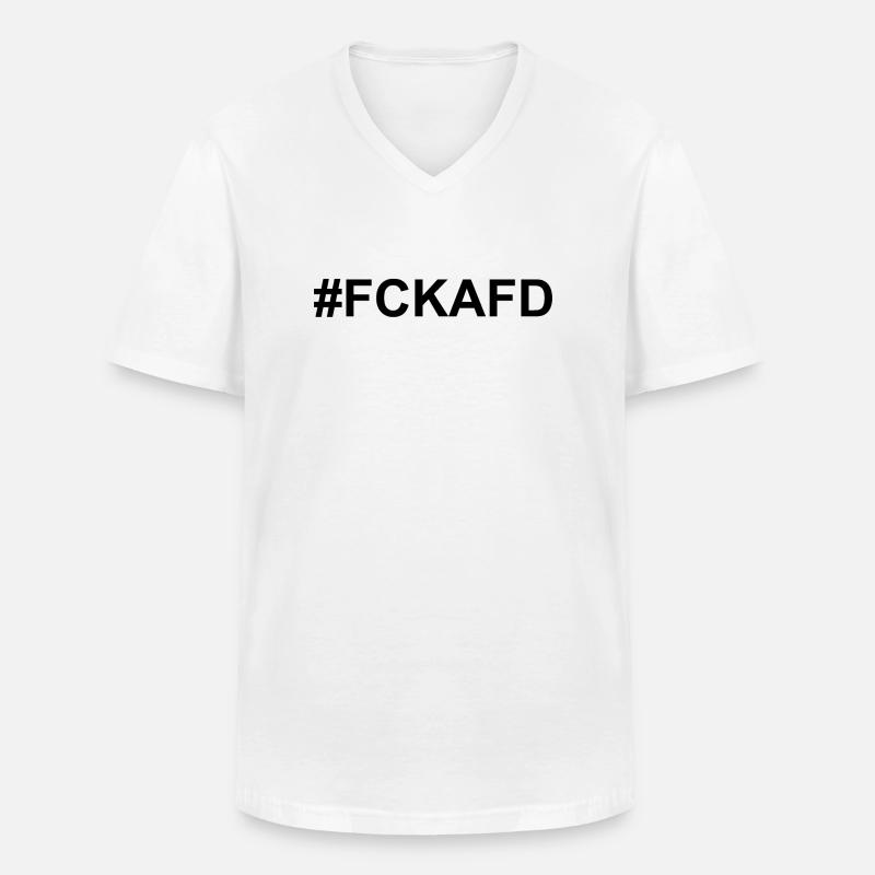 #FCKAFD White - Männer-T-Shirt mit V-Ausschnitt - Weiß