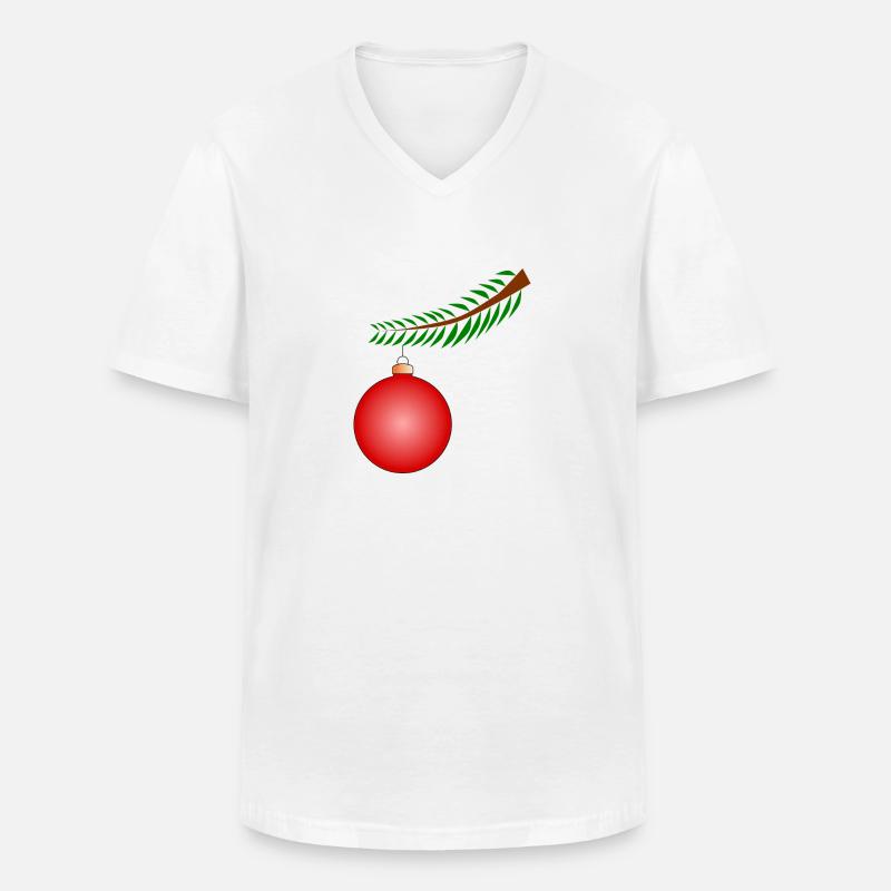 Weihnachtskugel am Ast - Rot - Männer-T-Shirt mit V-Ausschnitt - Weiß