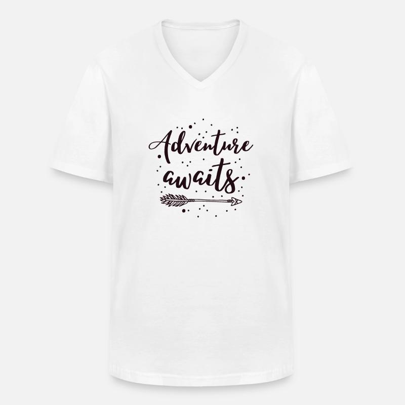 Das Abenteuer wartet - Männer-T-Shirt mit V-Ausschnitt - Weiß