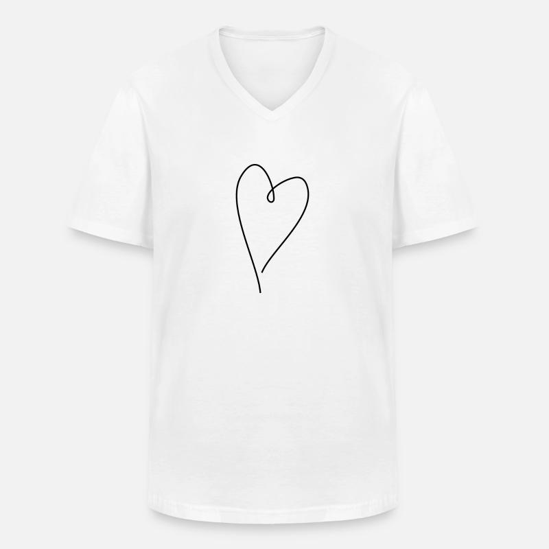 Cuore nero - Maglietta da uomo classica con scollo a V - bianco