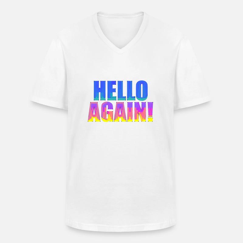 Hello Again - Männer-T-Shirt mit V-Ausschnitt - Weiß