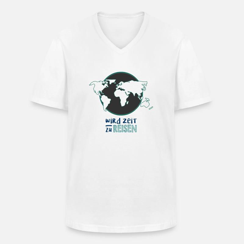 wird Zeit zu reisen Logo - Männer-T-Shirt mit V-Ausschnitt - Weiß