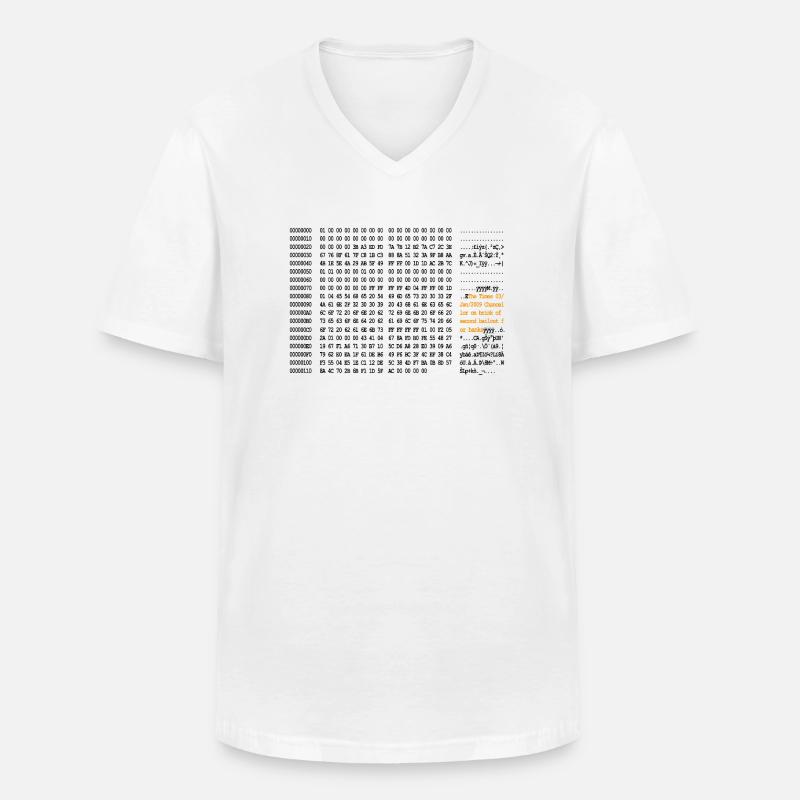 Bitcoin Block 0 Code - Men's V-Neck T-Shirt - white