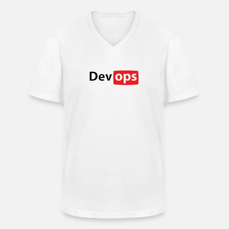 devopstube - Männer-T-Shirt mit V-Ausschnitt - Weiß