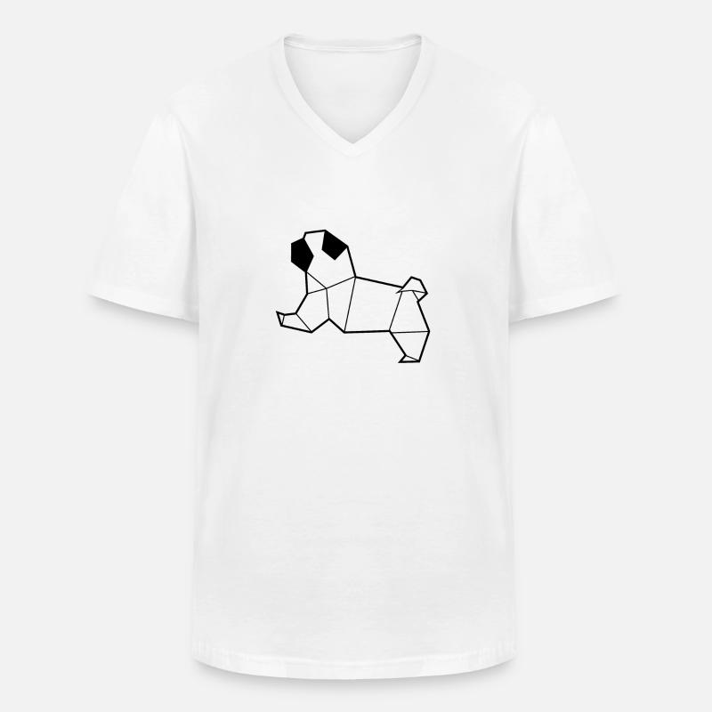 Kleiner Mops Poly Art Geschenkhund - Männer-T-Shirt mit V-Ausschnitt - Weiß