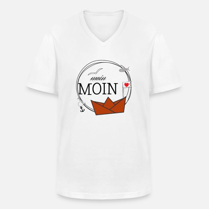Moin Moin - Männer-T-Shirt mit V-Ausschnitt - Weiß
