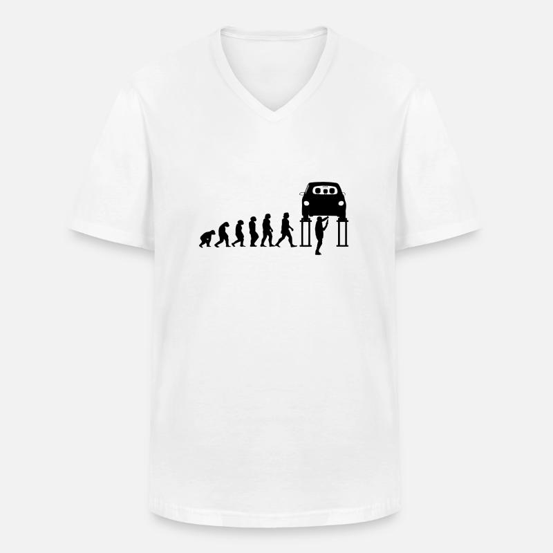 Geschenk wagen autofans mechaniker evolution - Männer-T-Shirt mit V-Ausschnitt - Weiß