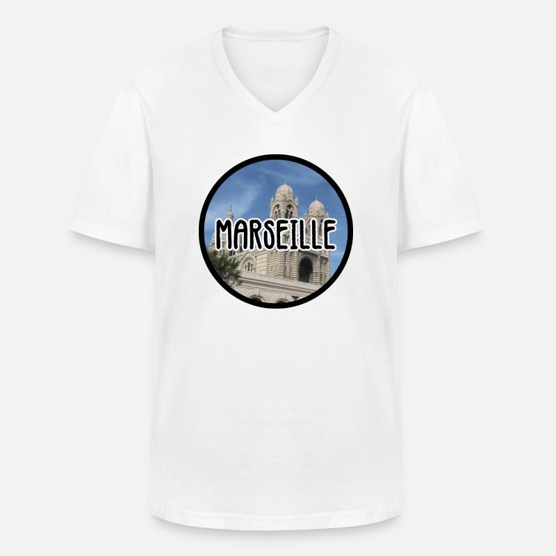 Marseille La Major - Men's V-Neck T-Shirt - white