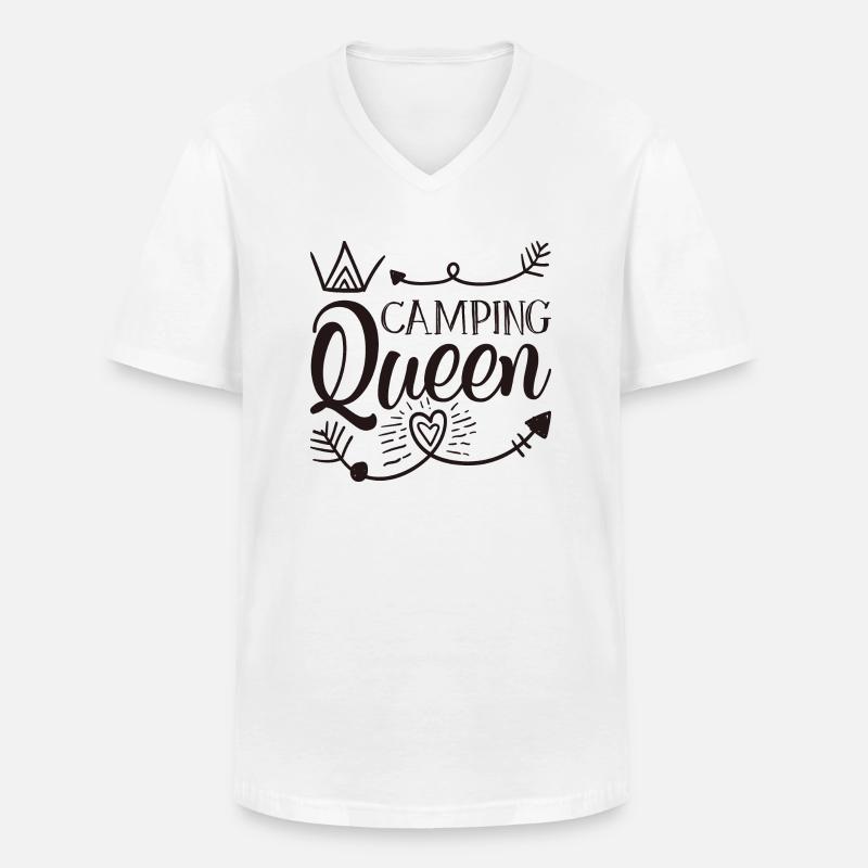 Campingplatz Queen - Männer-T-Shirt mit V-Ausschnitt - Weiß