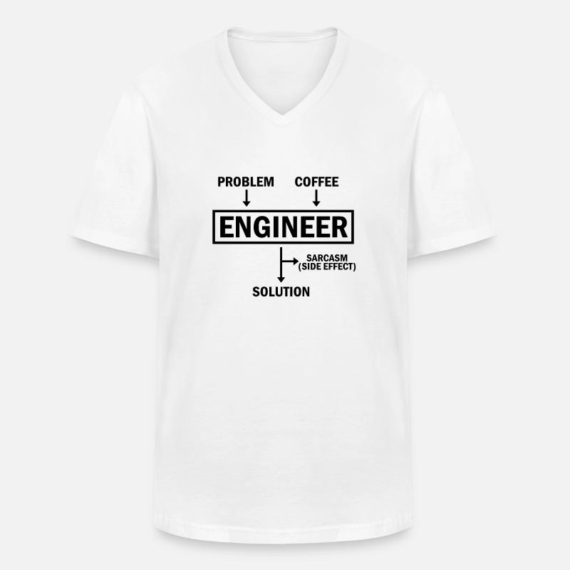 Problem Engineer Coffee Solution Sarcasm - Men's V-Neck T-Shirt - white