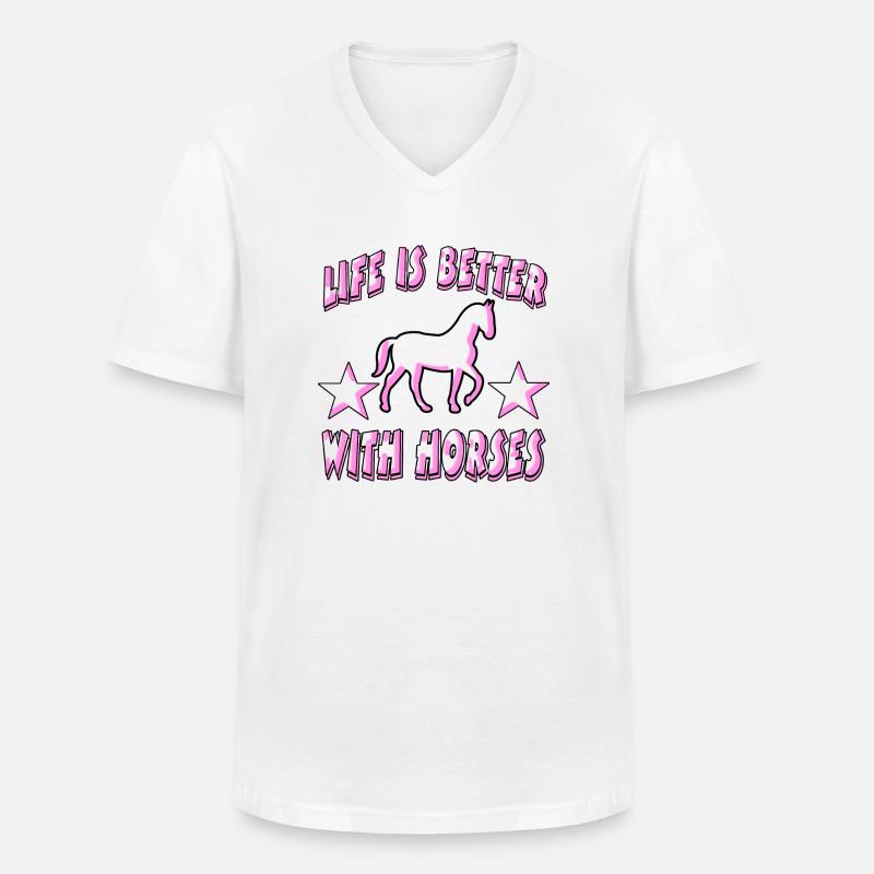 Pferd - Männer-T-Shirt mit V-Ausschnitt - Weiß