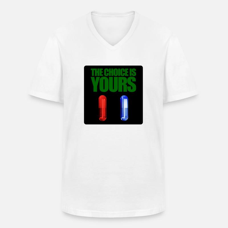 Matrix rote oder blaue Pille - Männer-T-Shirt mit V-Ausschnitt - Weiß
