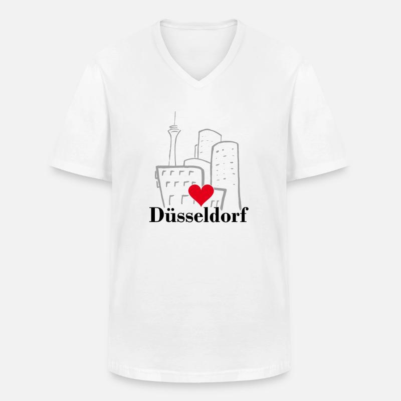 Düsseldorf, Città, Kö, Germania - Maglietta da uomo classica con scollo a V - bianco
