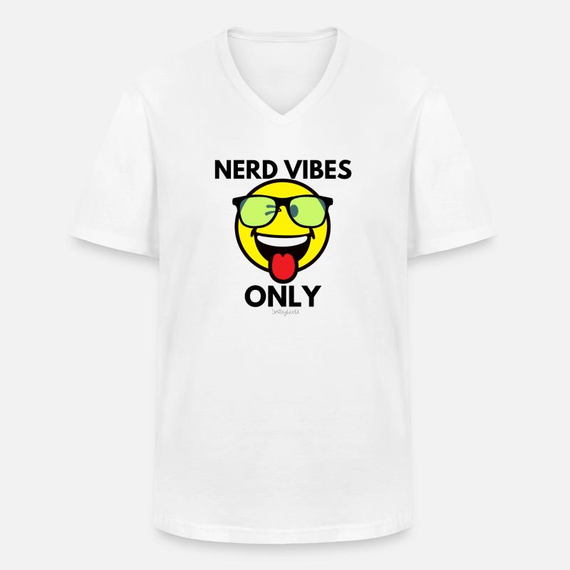 NERD VIBES ONLY - Männer-T-Shirt mit V-Ausschnitt - Weiß