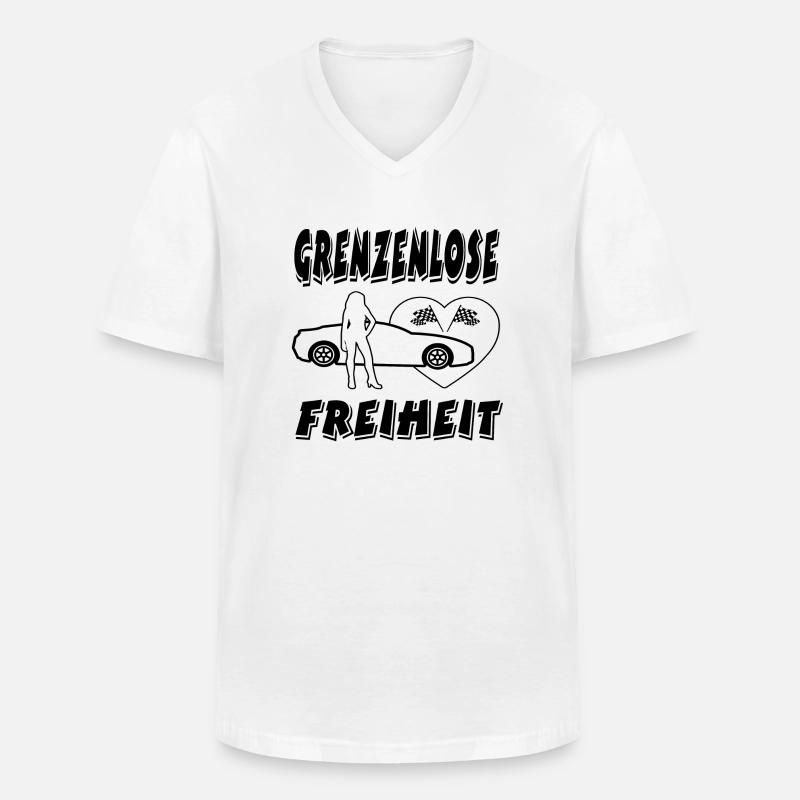 Auto - Männer-T-Shirt mit V-Ausschnitt - Weiß
