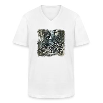 Escher Style - Männer-T-Shirt mit V-Ausschnitt - Weiß - Vorne - AI Model Male 185 light (185cm)