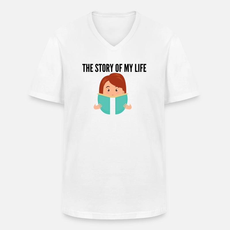 Die Lebensgeschichte eines Buchliebhaber - Männer-T-Shirt mit V-Ausschnitt - Weiß