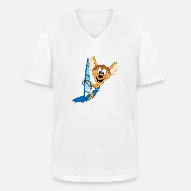 WINDSURFER - SURFER - HYÄNE - WASSERSPORT - Männer-T-Shirt mit V-Ausschnitt - Weiß