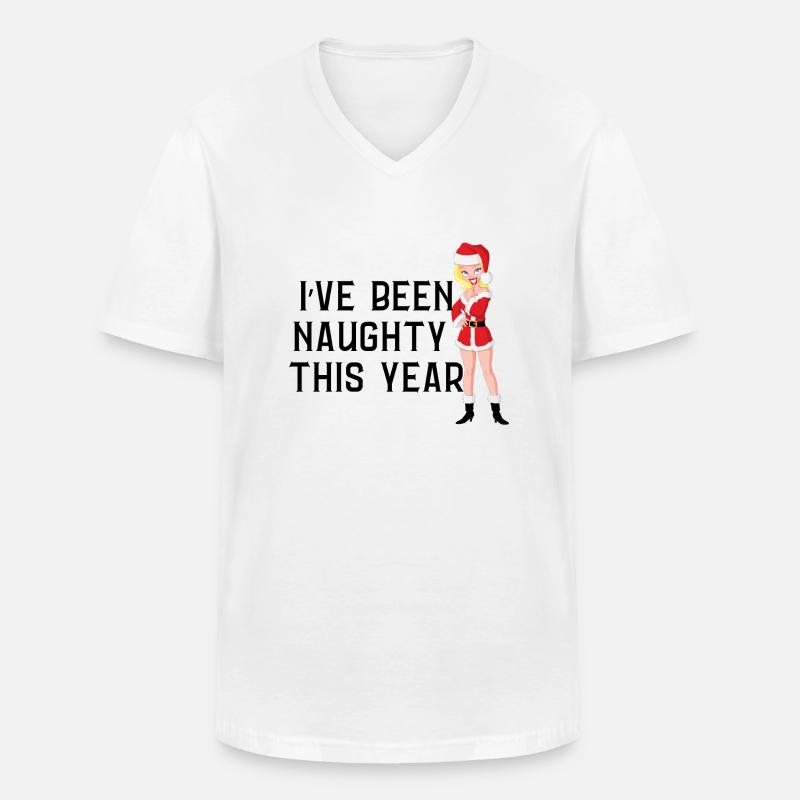 Frecher Weihnachtspullover - Männer-T-Shirt mit V-Ausschnitt - Weiß