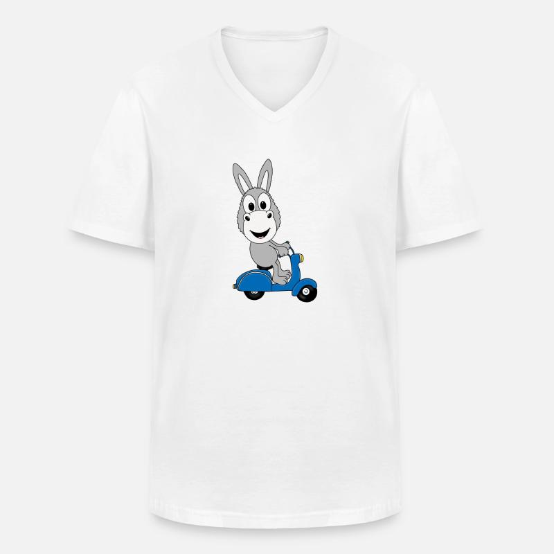 ESEL - ROLLER - TIER - TIERISCH - Männer-T-Shirt mit V-Ausschnitt - Weiß