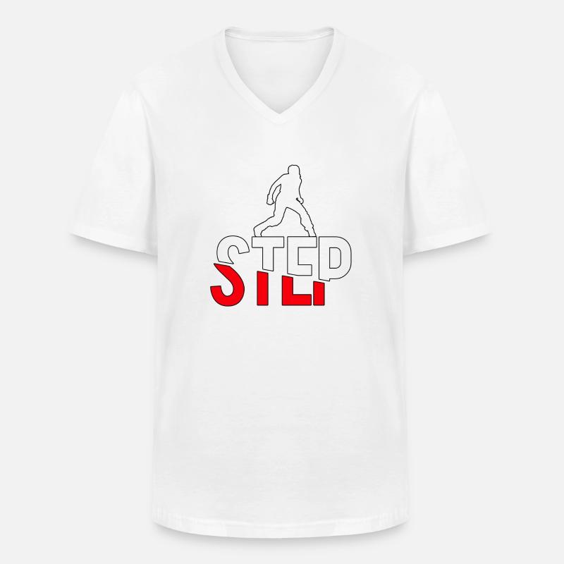 STEP - Männer-T-Shirt mit V-Ausschnitt - Weiß
